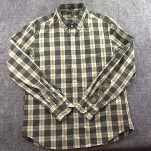 J Crew Mercantile Flex Shirt Large Slim Fit Green Yellow Plaid Long Sleeve